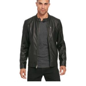 Black rivet faux leather jacket
